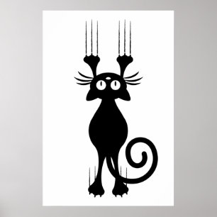 Poster Joli dessin en noir chat