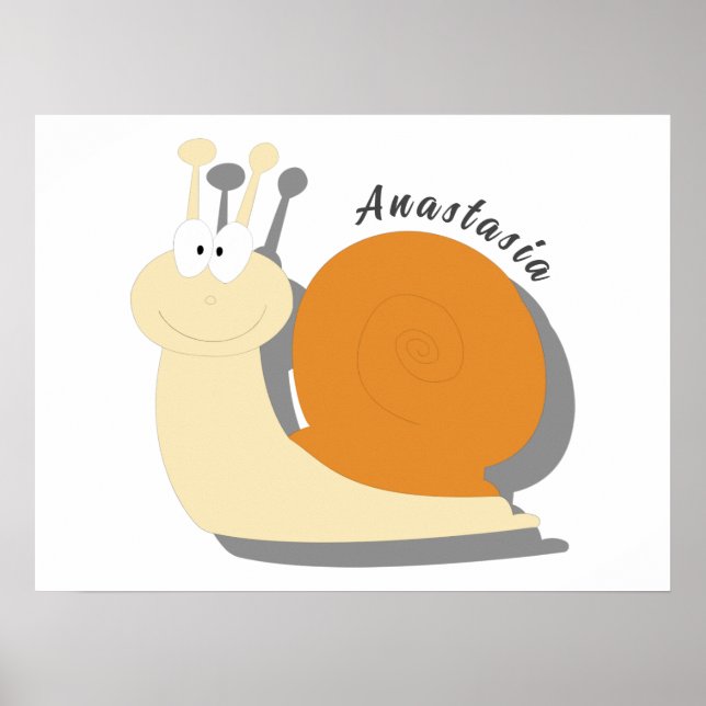Poster Joli escargot de dessin animé Personnalisé (Devant)