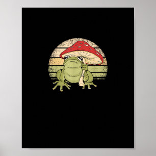 Poster Joli esthétique cottagecore grenouille champignon