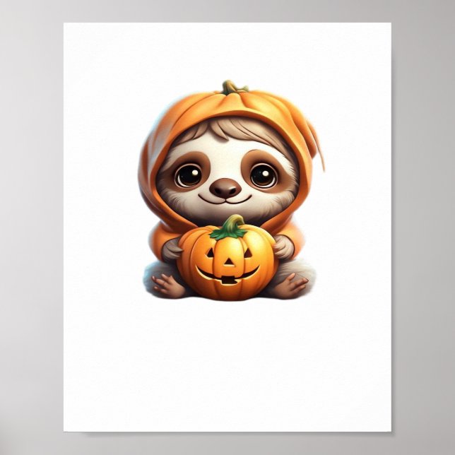 Poster Joli fentes avec Citrouille Halloween Dessin Vecto (Devant)