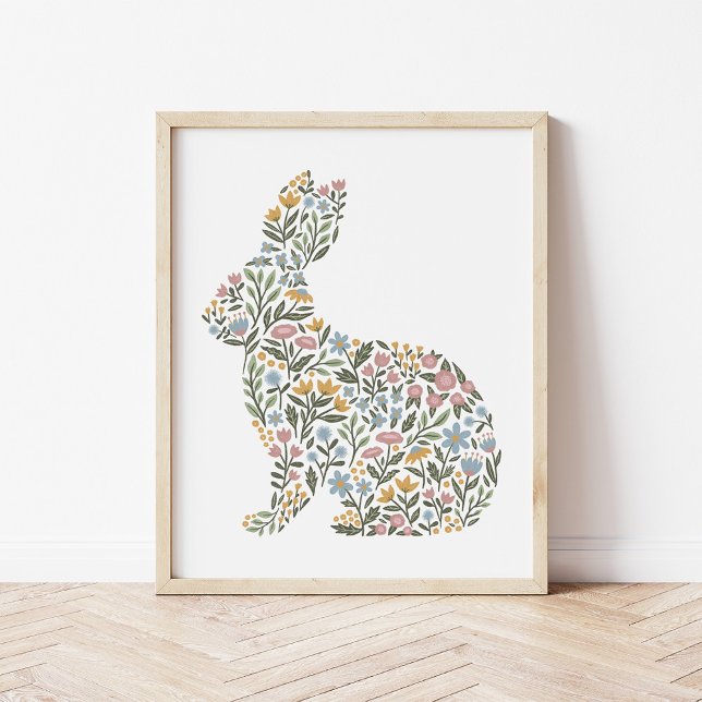 Poster Joli Fleur sauvage Rabbit Spring Art (Créateur téléchargé)