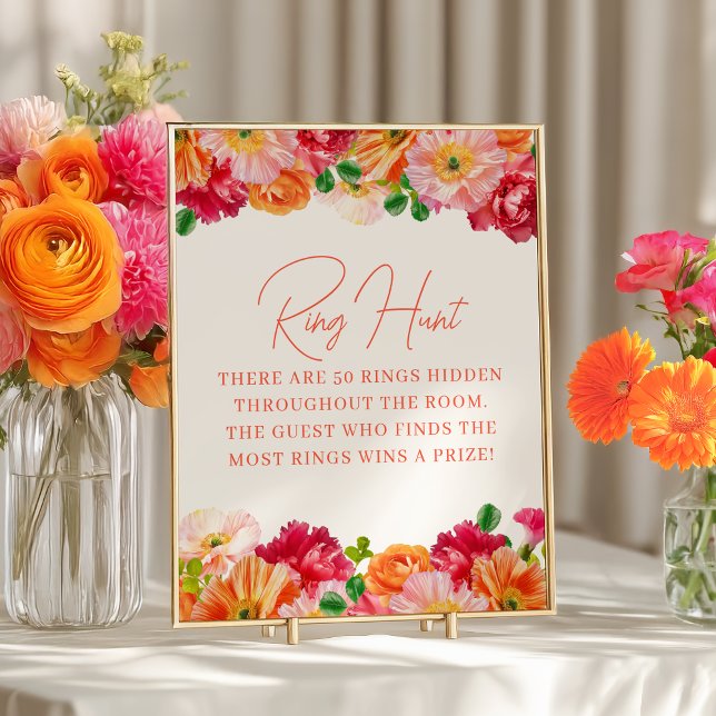 Poster Joli jeu de chasse à l'anneau orange et rose vif (Créateur téléchargé)