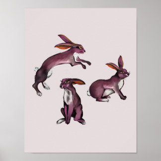 Poster Joli & Jouer Lapin Violet Lapin Art Pour Enfants