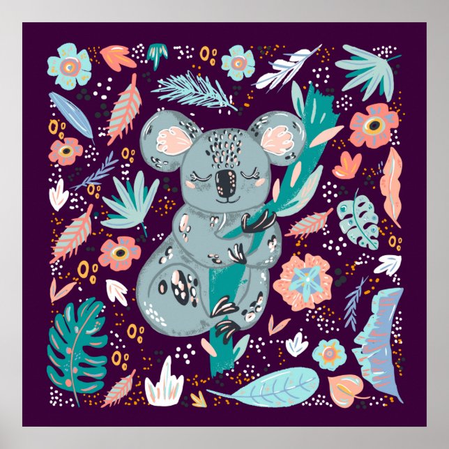 Poster joli koala jungle ours amoureux des animaux (Devant)
