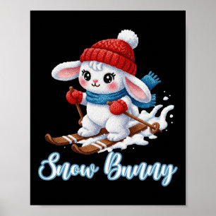 Poster Joli lapin de neige amateur de ski hiver ski de pi