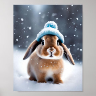 Poster Joli lapin de Noël dans un Casquette Bobble OWN AR