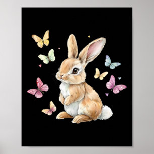 Poster Joli lapin de Pâques Papillon