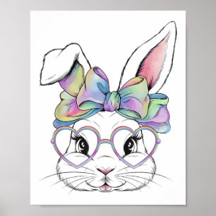 Poster Joli lapin lapin Face Tie Dye Gles Girl Happy Eas