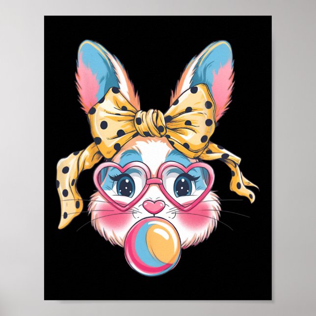 Poster Joli lapin lapin Face Tie Dye Gles Girl Happy Eas (Devant)