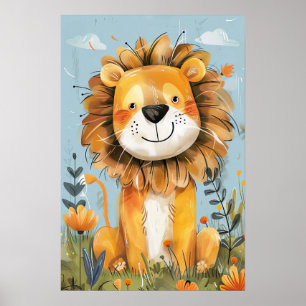 Poster Joli Lion Baby Nursery Enfants