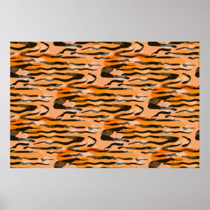 Poster Joli motif de tigre transparent, couleur pêche