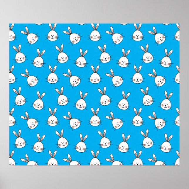 Poster Joli Motif lapin blanc de Pâques (Devant)