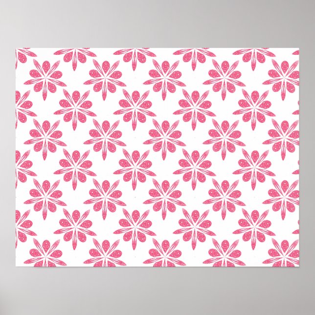 Poster Joli Motif rose et blanc fleur de neige (Devant)