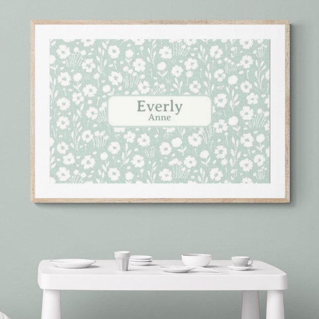 Poster Joli Nom Personnalisé Décor Nursery Girls Room (Customize name! Shown with white mat and wood frame. (You will receive print only) Thank you!)