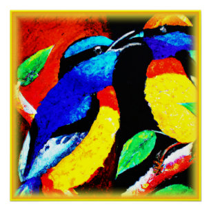 Poster Joli Oiseaux Couple. Commandez dès maintenant