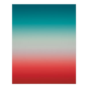 Poster Joli Ombre Festive Rouge & Turquoise Blue Gradient