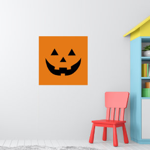 Poster Joli orange Jack-o'-lantern citrouille fun Hallowe