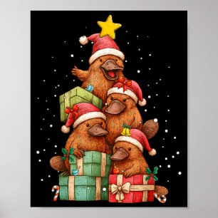 Poster Joli Ornithorynque Le Sapin de Noël Chapeau de Noë