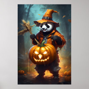 Poster Joli Panda Scarecrow Halloween