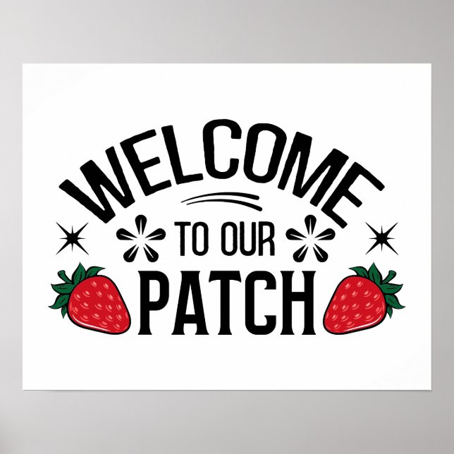 Poster Joli patch de fraise de bienvenue (Devant)
