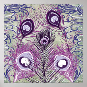 Poster Joli Peacock Violet Plumes Design élégant