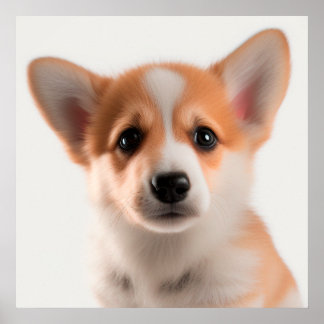 Poster Joli portrait de chiot Corgi gallois de Pembroke (