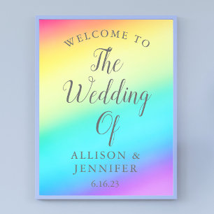 Poster Joli Rainbow Fade Mariage personnalisé Bienvenue