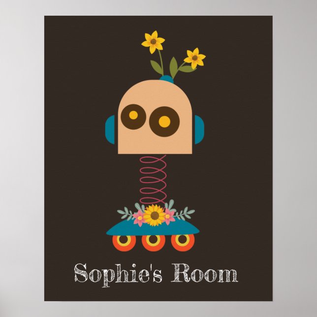 Poster Joli robot pour les filles design chambre (Devant)