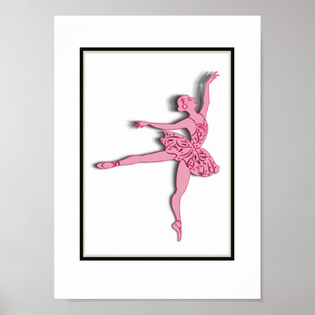 Poster Joli rose Ballerina Girls Décor Mur Art (Devant)