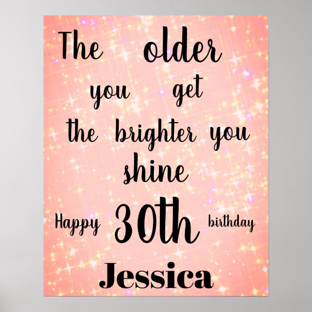 Poster Joli rose étincelant 30e anniversaire Nom (Devant)