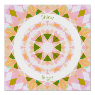 Poster Joli Rose Vert brillant étoile brillant Dopamine D