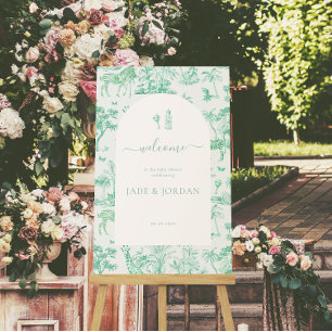 Poster Joli Safari Toile de Jouy   Baby Shower Menthe