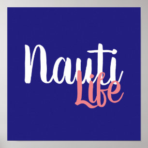 Poster joli SCRIPT NAUTI LIFE lettrage