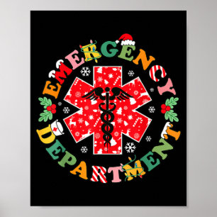 Poster Joli Service des Urgences Noël Infirmière Santa