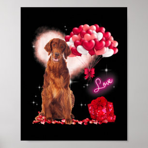 Poster Joli Setter irlandais Balloon Heart Valentines Day