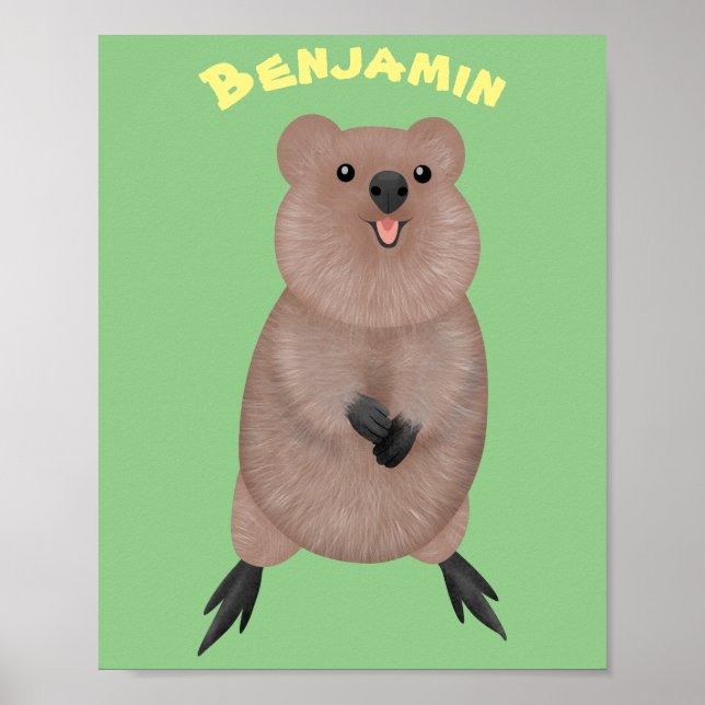 Poster Joli sourire mignon dessin animé quokka (Devant)