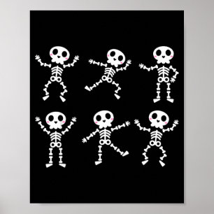 Poster Joli squelette dansant Halloween garçons filles en