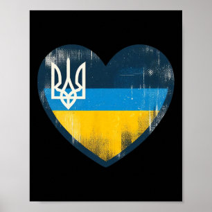 Poster Joli vintage ukrainien bynner éventail drapeau ukr