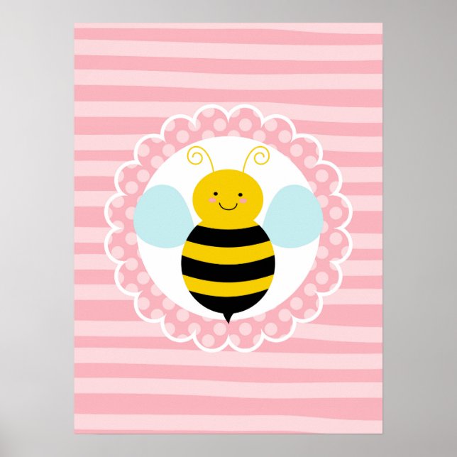 Poster Jolie abeille à miel - Rose jaune (Devant)