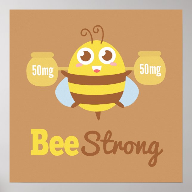 Poster Jolie Abeille Avec Pots De Miel Avoir Forte Pun Dé (Devant)