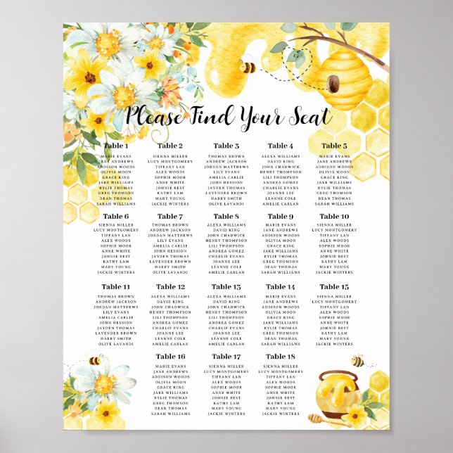 Poster Jolie Abeilles de Miel Baby Fête des mariées Maria (Devant)
