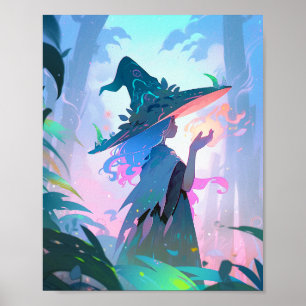 Poster Jolie Anime sorcière fille Imaginaire Art