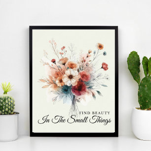 Poster Jolie aquarelle Floral Inspiration Citation