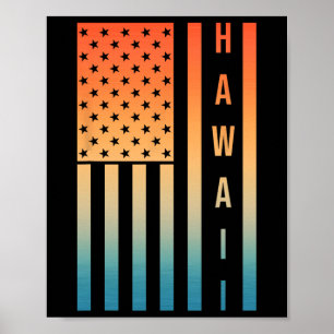 Poster Jolie art hawaïen pour hommes femmes surfant Hawaï