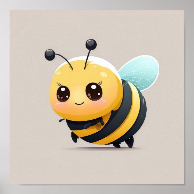 Poster Jolie bande dessinée bébé abeille sur arrière - pl (Devant)