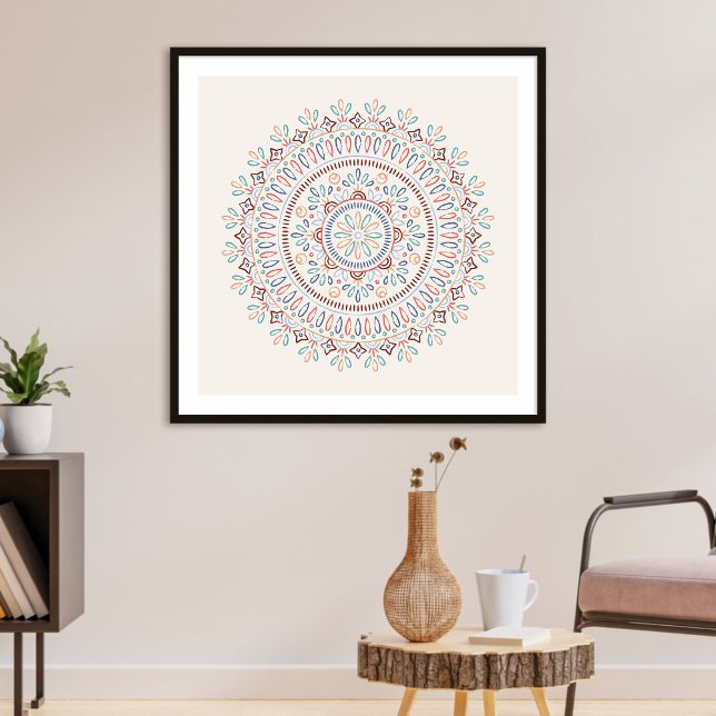 Poster Jolie Bohème Floral Mandala Girl's Art Print (Créateur téléchargé)