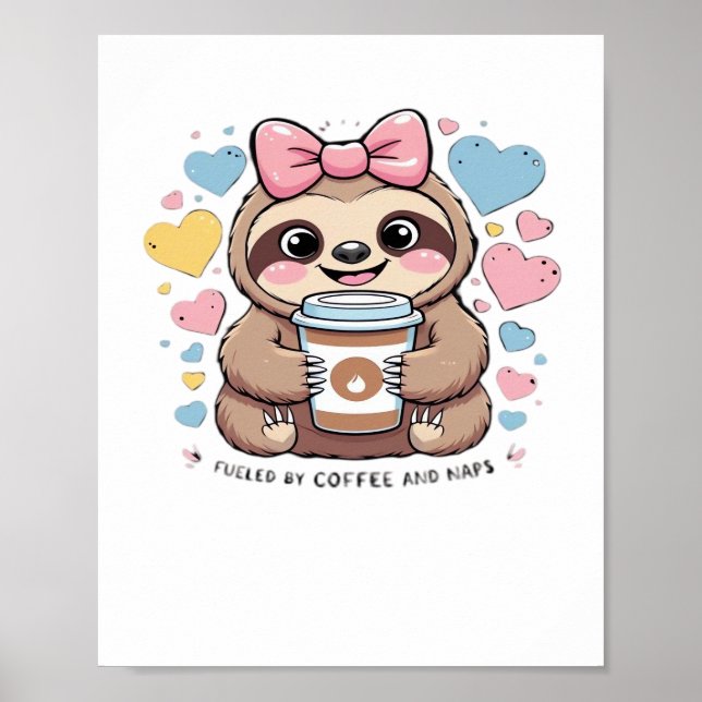 Poster Jolie chemise de l'amoureux de café Sloth - Drôle  (Devant)