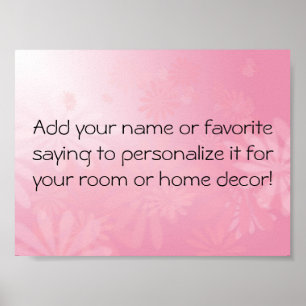Poster Jolie copie personnalisable rose d'affiche de N
