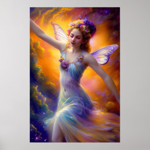 Poster Jolie danse de fée dans le vent