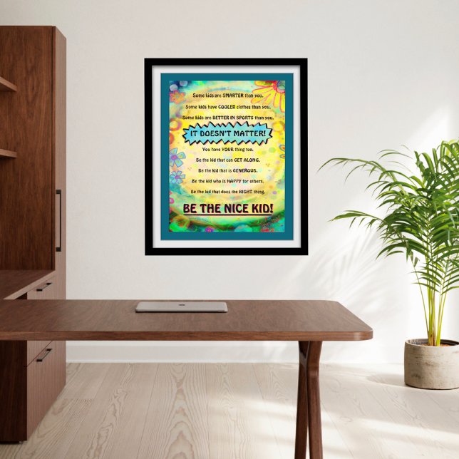 Poster Jolie école de gentillesse Beaux élèves (Inspirational Be The Nice Kid Post By Inspirivity)